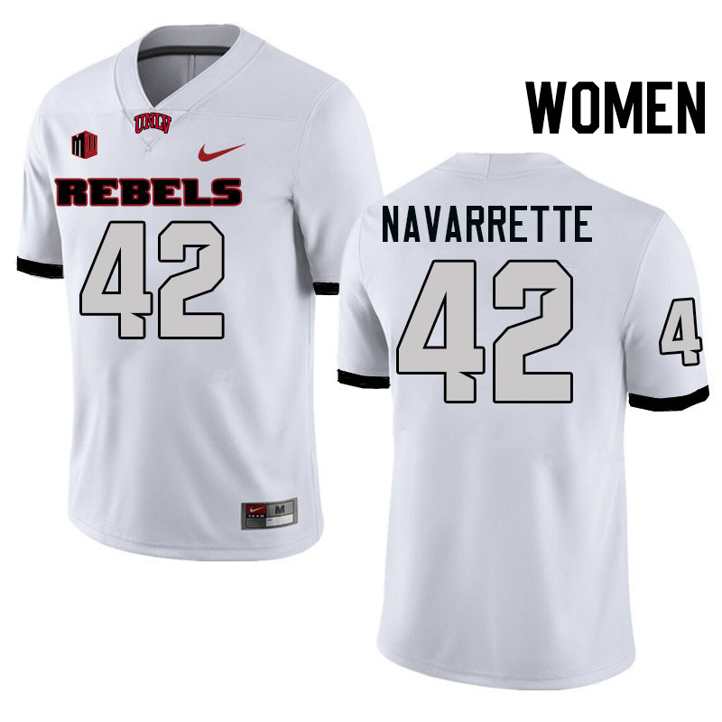 Women #42 Jaden Navarrette UNLV Rebels College Football Jerseys Stitched-White